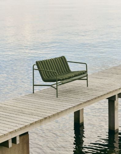 HAY Palissade Lounge Sofa Weiches gestepptes Kissen 120 x 105 cm – Olivgrün