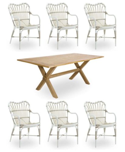 Sika-Design Colonial og Margret Exterior Havemøbelsæt - White/Teak