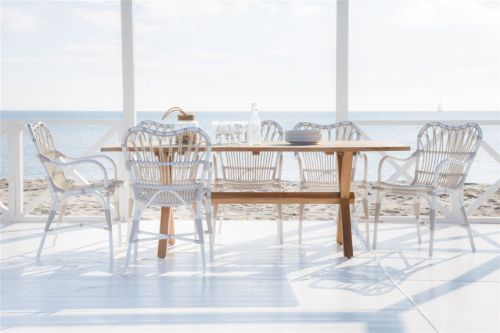 Sika-Design Colonial und Margret Außengartenmöbel-Set – Weiß/Teak