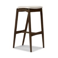 Bild von Sibast Furniture No 7 Barhocker niedrig H: 65 cm – Eiche dunkles Öl/hellgraues Leder