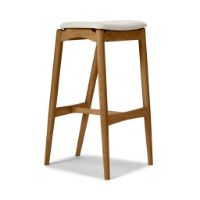 Bild von Sibast Furniture No 7 Barhocker niedrig H: 65 cm – Eiche Naturöl/Hellgraues Leder