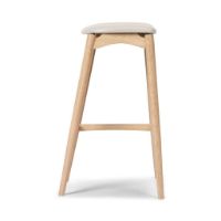 Bild von Sibast Furniture No 7 Barhocker niedrig H: 65 cm – Eiche Weißöl/Hellgraues Leder