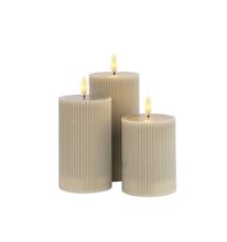 Bild von Sirius Smilla Wiederaufladbares LED-Kerzenset 3-tlg. Ø: 7,5 cm – Warmes Grau