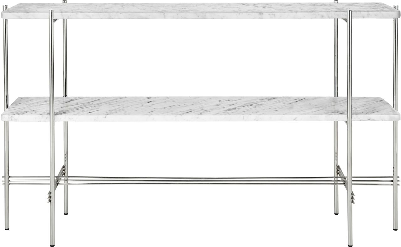 Bild von GUBI TS Konsole 120x30 cm – Polierter Stahl/weißer Carrara-Marmor