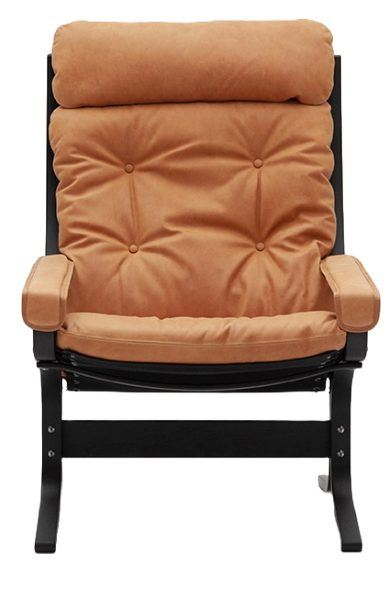 Bild von LK Hjelle Siesta Classic Sessel hoch mit Armlehnen SH: 45 cm – Schwarz/Vintage Cognac