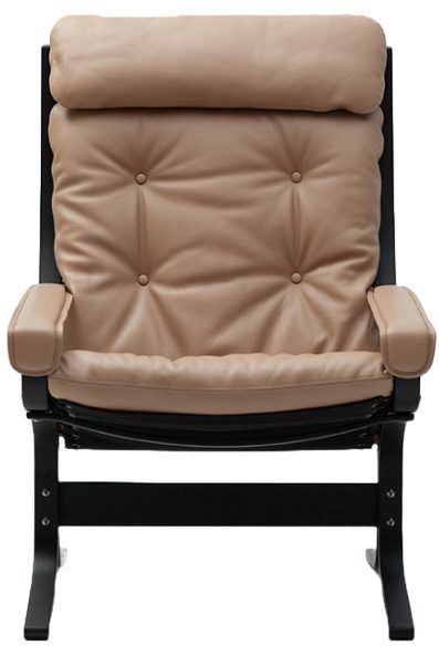 Bild von LK Hjelle Siesta Classic Sessel hoch mit Armlehnen SH: 45 cm – Schwarz/Hemsen Anilin Sand