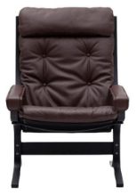 Bild von LK Hjelle Siesta Classic Sessel hoch mit Armlehnen SH: 45 cm – Schwarz/Hemsen Anilinbraun