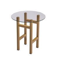 Bild von Hübsch Elevate Side Table H: 44 cm - Ash/Steel/Glass 