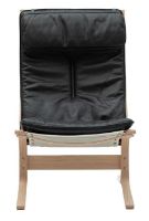 Bild von LK Hjelle Siesta Fiora Sessel hoch SH: 43 cm – Natur/Hemsen Anilin Schwarz