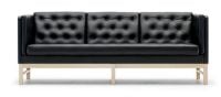 Bild von Fredericia Furniture Erik Jørgensen EJ 315-3 3 Pers. Sofa L: 210 cm – Leder Rio 01 Schwarz/Seifenbehandelte Eiche