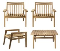 Bild von FDB Furniture M6, M19 und M7 Together Gartenmöbel-Set – Massives Teakholz/Natur