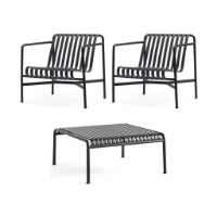 Bild von HAY Palissade Table Low + Lounge Chairs Low Havemøbelsæt - Anthracite