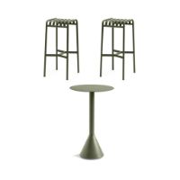 Bild von HAY Palisade Cone Tisch hoch + Barhocker Gartenmöbel-Set – Oliv