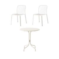 Bild von &Tradition Thorvald SC96 Space Copenhagen Cafétisch + SC94 Beistellstuhl Gartenmöbel-Set – Elfenbein