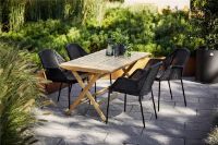 Bild von Cane-line Outdoor Flip Klapptisch + Breeze Stühle Gartenmöbel-Set – Teak natur/Schwarz