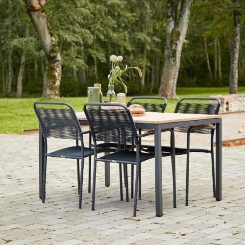 Mandalay Toscana Gartentisch L: 132 cm und 4 Verona Gartenstühle – Anthrazit