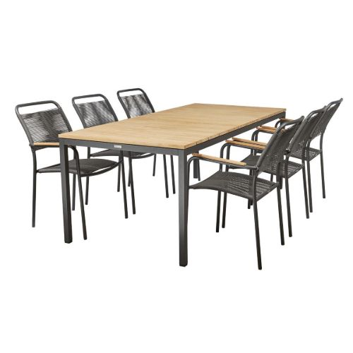 Mandalay Toscana Havebord L: 197 cm og 6 Verona Havestole - Antracit 