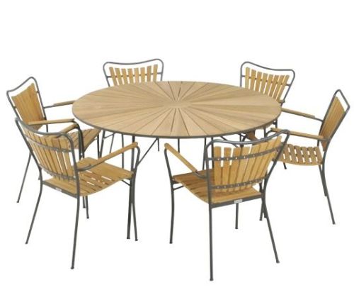 Mandalay Marguerit Havebord Ø140 cm Inkl. 6 Havestole Havemøbelsæt - Teak/Antracit