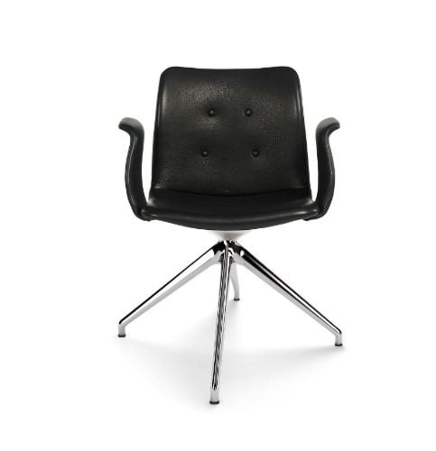 Bent Hansen Primum Dynamic Armchair SH: 46 cm - Polished Aluminium/Zenso 2 Black Leather 207