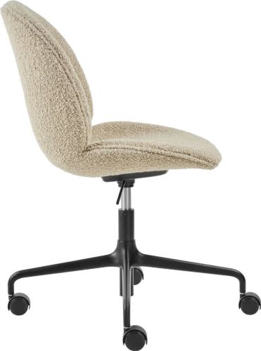 GUBI Beetle Besprechungsstuhl 4-Stern m. Rollen – Schwarz/Beige Karakorum Dedar