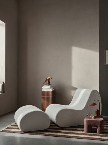 Ferm Living Rouli Pouf 38x67 cm - Reines Bouclé/Gebrochenes Weiß