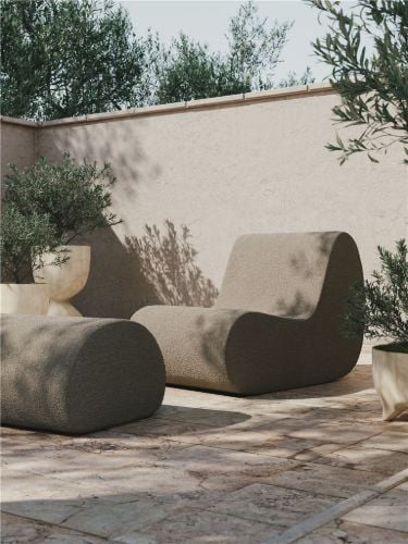 Ferm Living Rouli Pouf 38x67 cm - Reines Bouclé/Sand