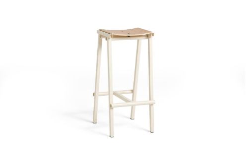 HAY Taburete 8 Bar Stool High - Eggshell Powder Coated Base/Lacquered Oak Veneer 