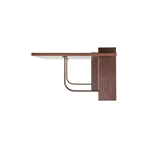 Audo Corbel Wandschreibtisch B: 100 cm - Dunkel gebeizte Eiche/Bronzemessing