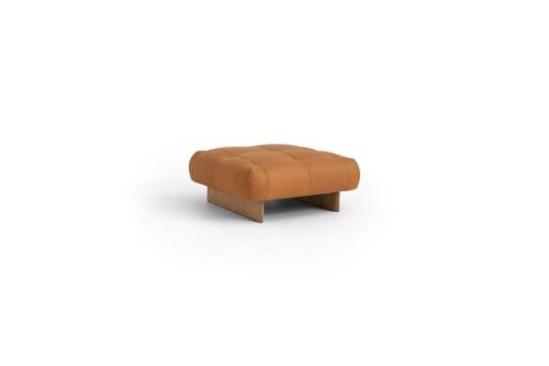 HAY Quilton Lift Ottoman 105x105 cm - Lacquered Oak/Sense Cognac