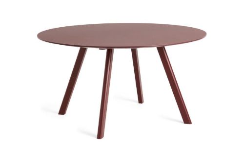 HAY CPH 25 2.0 Round Table Ø: 140 cm - Bordeaux Lacquered Solid Oak/Bordeaux Linoleum