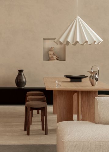 Audo Copenhagen Passage Hocker gepolstert H: 47,5 cm - Walnuss/Bouclé 06 Braun