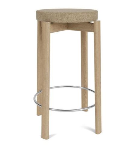 Audo Copenhagen Passage Barhocker gepolstert H: 66 cm - Eiche Natur/Bouclé 02 Beige