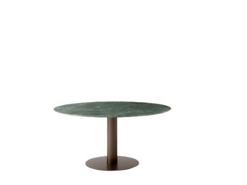 &Tradition In Between SK20 Dining Table Ø: 150 cm - Verde Guatemala Marble/Bronzed Base
