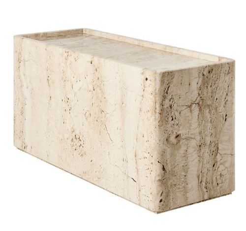 GUBI Pietra Side Table 33x80x40 cm - Neutral White Travertine