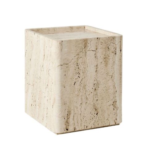 GUBI Pietra Side Table 33x33x40 cm - Neutral White Travertine