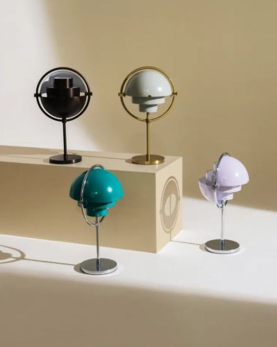 GUBI Multi-Lite Tragbare Lampe H: 30 cm - Chrom/Blaugrün