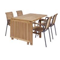 Bild von Mandalay Cambridge Klapptisch L: 200 cm und 4 Bellevue Stühle – Teak/Anthrazit