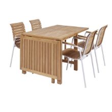 Bild von Mandalay Cambridge Klapptisch L: 200 cm und 4 Bellevue Stühle – Teak/Weiß