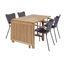 Bild von Mandalay Cambridge Klapptisch L: 200 cm und 4 Marguerit String Chairs – Teak