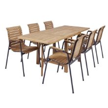 Bild von Mandalay Cambridge Klapptisch L: 200 cm und 6 Bellevue Stühle – Teak/Anthrazit