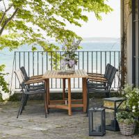 Bild von Mandalay Cambridge Klapptisch L: 200 cm und 6 Marguerit String Chairs – Teak