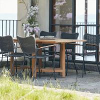 Bild von Mandalay Cambridge Klapptisch L: 200 cm und 6 Marguerit String Chairs – Teak