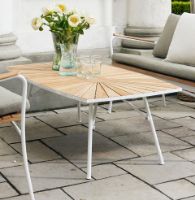 Bild von Mandalay Marguerit Loungetisch L: 130 cm Inkl. 2 Loungesessel und Loungesofa L: 143 cm Gartenmöbel-Set – Weiß/Teak