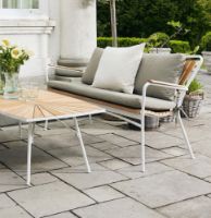 Bild von Mandalay Marguerit Loungetisch L: 130 cm Inkl. 2 Lounge-Sofas, Gartenmöbel-Set – Weiß/Teak