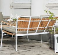 Bild von Mandalay Marguerit Loungetisch L: 130 cm Inkl. 2 Lounge-Sofas, Gartenmöbel-Set – Weiß/Teak