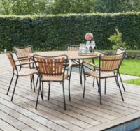 Bild von Mandalay Daisy Gartentisch Ø140 cm Inkl. 6 Gartenstühle Gartenmöbel-Set - Anthrazit/Teak