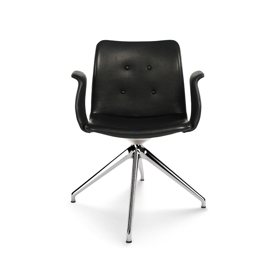 Bild von Bent Hansen Primum Dynamic Sessel SH: 46 cm – Poliertes Aluminium/Zenso 2 Schwarzes Leder 207