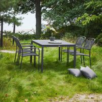 Bild von Mandalay Elba Gartentisch L: 132 cm und 4 Verona Gartenstühle – Anthrazit