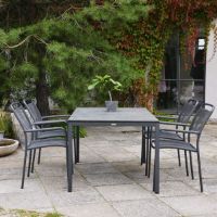 Bild von Mandalay Elba Gartentisch L: 132 cm und 4 Verona Gartenstühle – Anthrazit