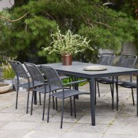 Bild von Mandalay Elba Gartentisch L: 197 cm und 6 Verona Gartenstühle – Anthrazit